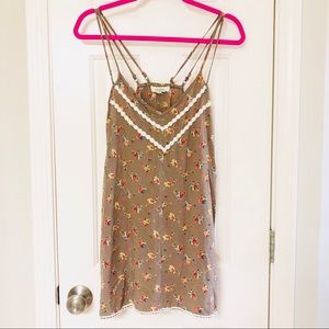 UMGEE • Brown Crochet Floral Tunic Tank Dress